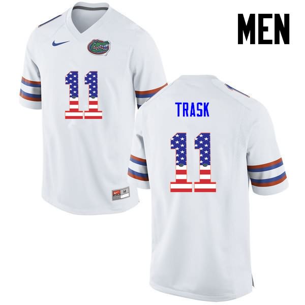 Men's NCAA Florida Gators Kyle Trask #11 Stitched Authentic USA Flag Fashion Nike White College Football Jersey IVF1065CT